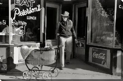Постер Коляска возле кафе (Stroller outside a cafe)