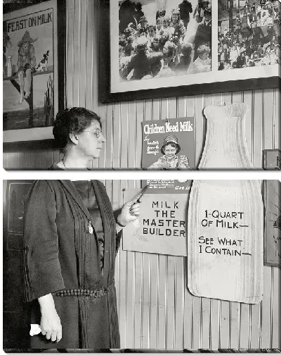 Модульная картина Женщина рядом с плакатами (The woman next to posters)