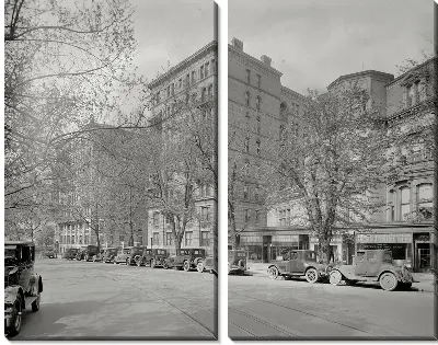 Модульная картина Улица с припаркованными автомобилями (Street with parked cars)