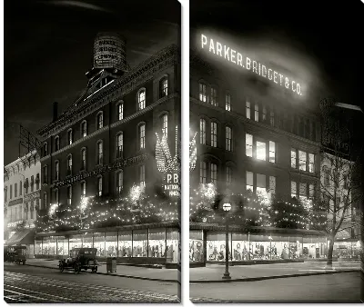 Модульная картина Рождественское украшение универмага в Вашингтоне (Christmas decoration store in Washington)