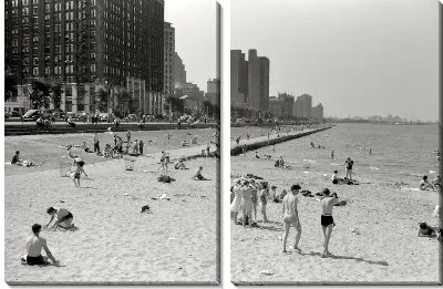 Модульная картина Пляж в Чикаго в июне 1941-ого года (Beach in Chicago in June 1941)