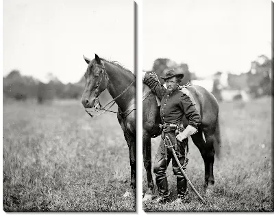 Модульная картина Мужчина рядом с лошадью (The man next to a horse)