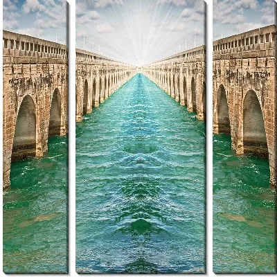 Модульная картина Река между двух мостов (River between the two bridges)