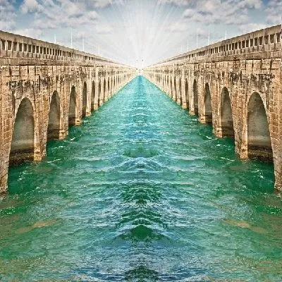 Плакат Река между двух мостов (River between the two bridges)