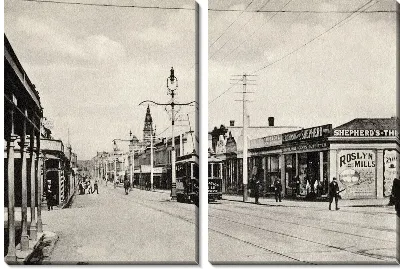 Модульная картина Улица с трамвайными путями (Street with tramway) №10