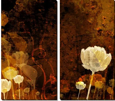 Модульная картина Белый цветок на темном фоне (White flower on a dark background)