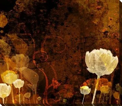 Постер Белый цветок на темном фоне (White flower on a dark background)