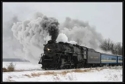 Картина Зимний пейзаж с поездом (Winter landscape with a train)
