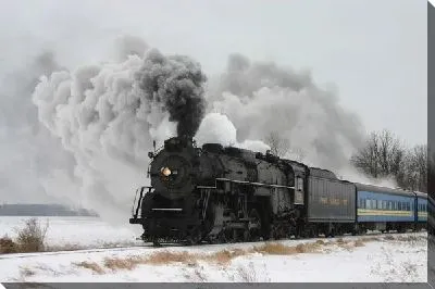 Постер Зимний пейзаж с поездом (Winter landscape with a train)