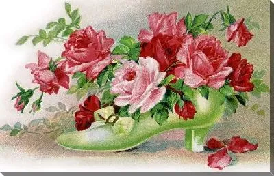 Картина маслом Розы в туфельке (Roses in a shoe)