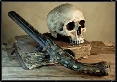Натюрморт с ружьем и черепом (Still life with a gun and a skull)