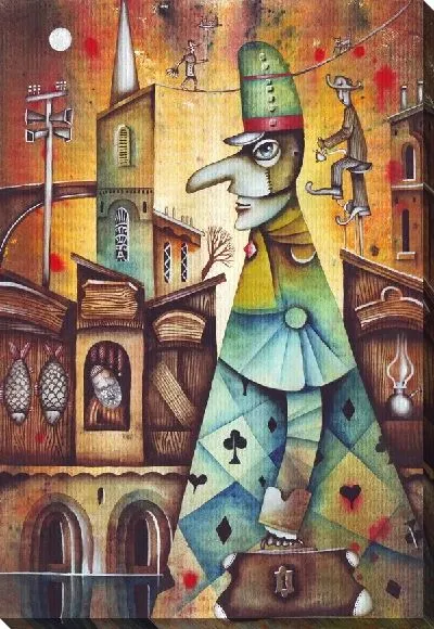 Картина маслом Карточный город (Сity card)