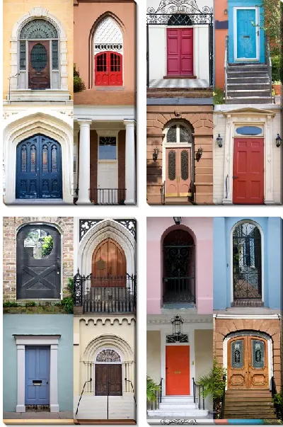 Модульная картина Парадные двери разных домов (The front doors of different houses)