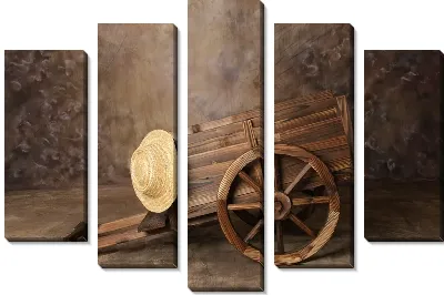 Модульная картина Повозка с соломенной шляпой (Wagon with straw hat)