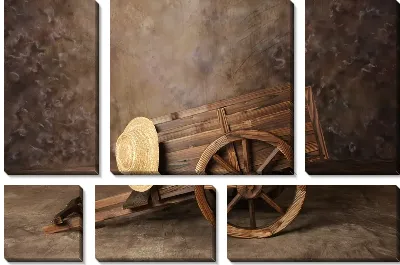 Модульная картина Повозка с соломенной шляпой (Wagon with straw hat)