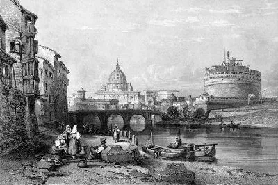 Плакат Мост святого Анджело в Риме (Bridge St. Angelo in Rome)