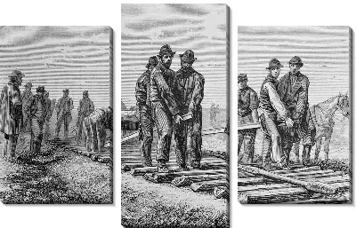 Модульная картина Строительство железной дороги (Construction of the railway) №3