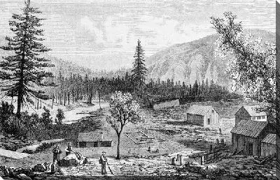 Постер Строительство поселка в горах (Construction of the village in the mountains)