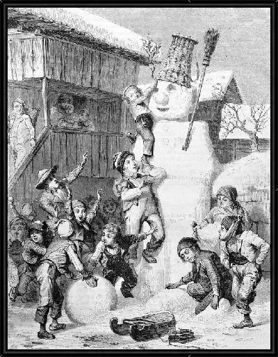 Картина Дети лепят снеговика (Children mold snowman)