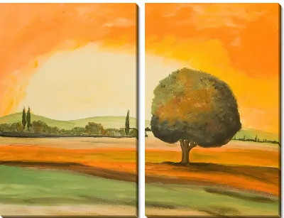 Модульная картина Дерево на фоне заката (Tree at sunset) №4