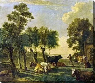 Картина маслом Пастух с коровами (Shepherd with cows)