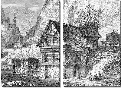 Модульная картина Домик в горах (Cabin in the mountains)