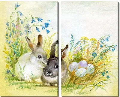 Модульная картина Зайцы (Hares)
