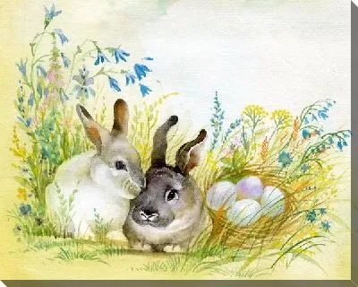 Картина маслом Зайцы (Hares)