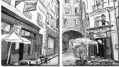 Модульная картина Улица с кафе (Street with cafes)