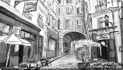 Постер Улица с кафе (Street with cafes)