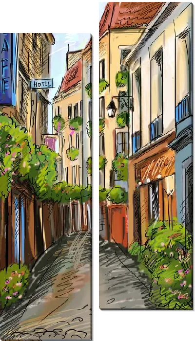 Модульная картина Улица поднимающаяся в гору (Street up the hill)