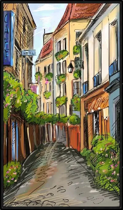 Картина Улица поднимающаяся в гору (Street up the hill)