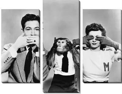 Модульная картина Мужчина и женщина с обезьянкой (Man and woman with a monkey)