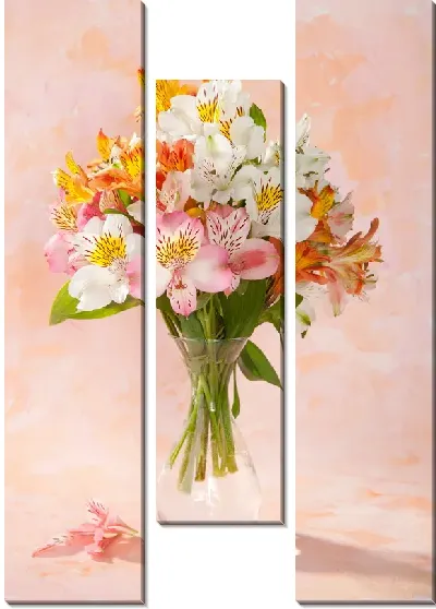 Модульная картина Букет цветов в прозрачной вазе (Bouquet of flowers in a clear vase) №2