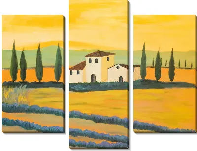 Модульная картина Пейзаж с белым домиком (Landscape with white house)