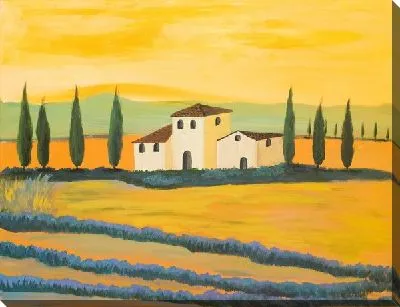 Постер Пейзаж с белым домиком (Landscape with white house)