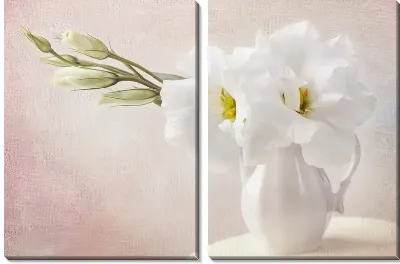 Модульная картина Белые цветы в вазе (White flowers in the vase)