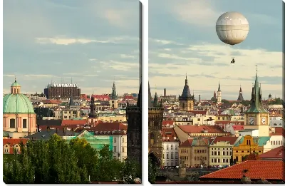 Модульная картина Воздушный шар над городом (Air balloon above the city)