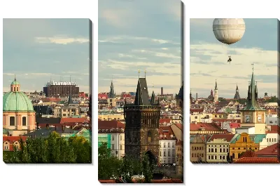 Модульная картина Воздушный шар над городом (Air balloon above the city)