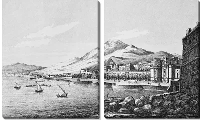 Модульная картина Город у подножья гор (The city at the foot of the mountains)