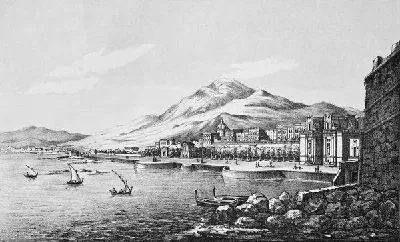 Плакат Город у подножья гор (The city at the foot of the mountains)