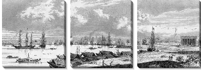 Модульная картина Пейзаж с кораблями и лодками (Landscape with ships and boats)