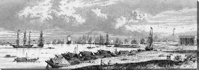 Постер Пейзаж с кораблями и лодками (Landscape with ships and boats)