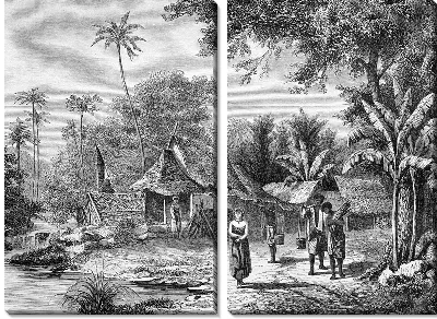 Модульная картина Африканский поселок (African village)
