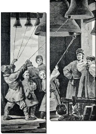 Модульная картина Дети бьют в колокол (Children beat the bell)