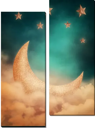 Модульная картина Луна и звезды (Moon and stars)