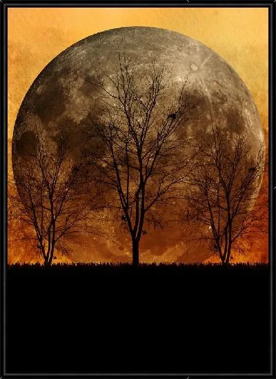 Картина Деревья на фоне луны (Trees on the background of the moon)