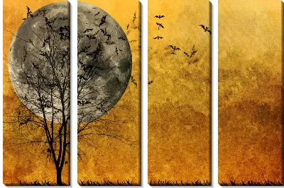 Модульная картина Дерево на фоне луны (Tree on a background of the moon)