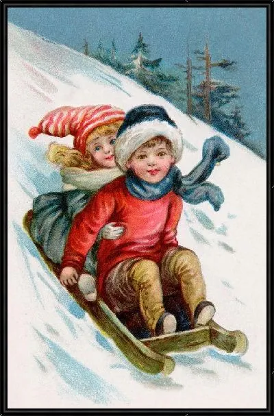 Картина Дети катаются на санках (Children sledding)