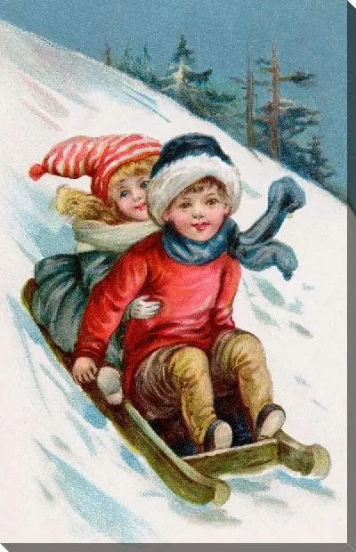 Постер Дети катаются на санках (Children sledding)